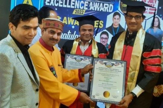 Rajagopal Nair of ARLAA Hospitality Received Doctorate in Business Excellence