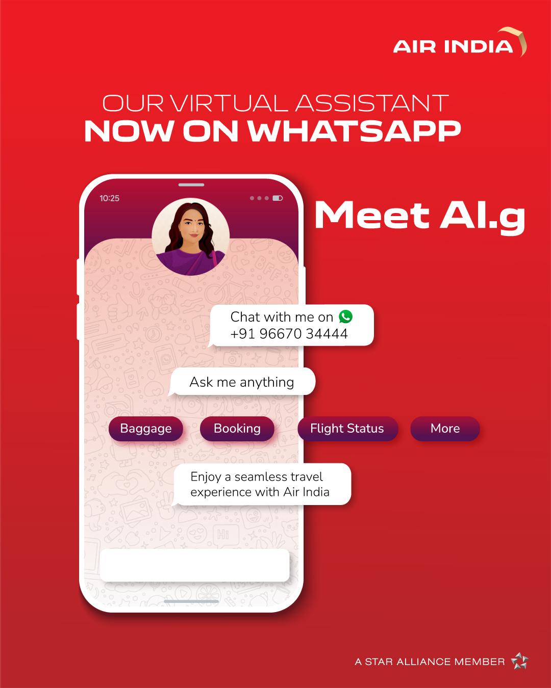 Air India’s Virtual Travel Assistant Now on WhatsApp to Assist Guests