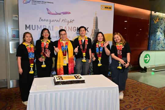Nok Air celebrates the arrival of the inaugural flight from Mumbai to Bangkok