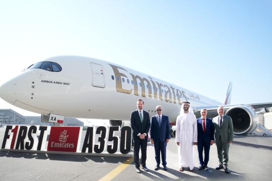 Emirates officially unveils its first A350 aircraft