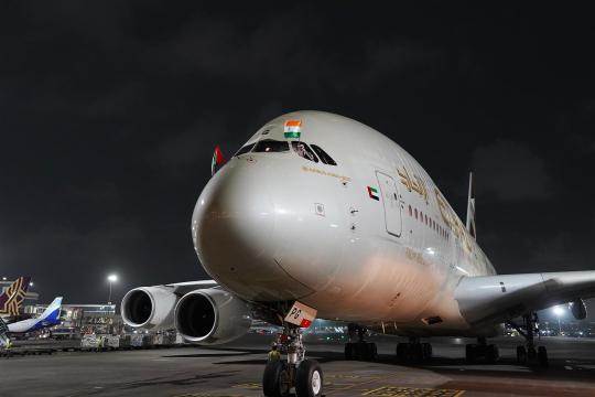 Etihad’s A380 arrives in Mumbai starting anniversary celebrations