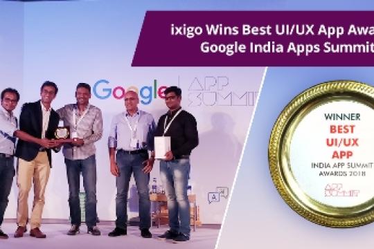 ixigo Wins Best UI/UX App Award