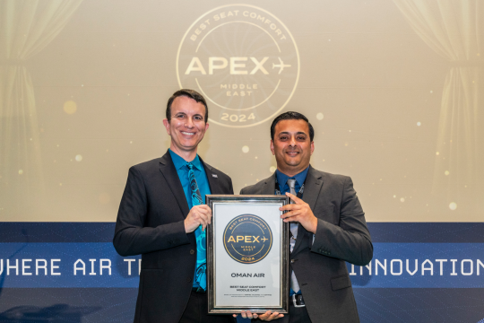 Oman Air receives APEX Award 2024 for Best Seat Comfort
