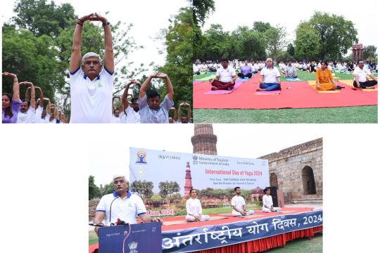 Tourism Minister Gajendra S. Shekhawat leads International Day of Yoga in New Delhi
